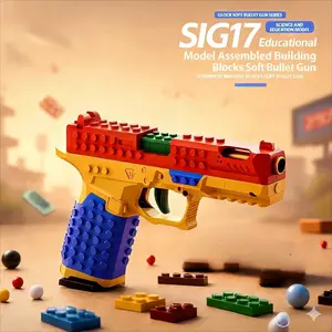Buildrix Jumpstart Sale SIG17 Assembled Building Blocks Soft Bullet Gun Automatic gun Perfect for Outdoor Games Team Challenges Festival Gifts