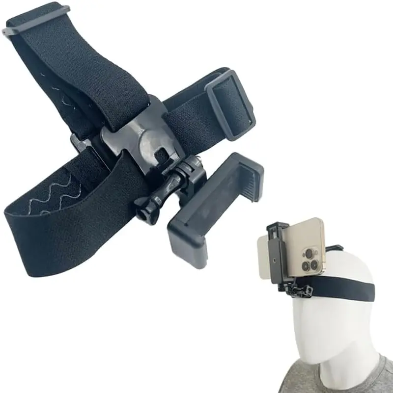 Adjustable Head-Mounted Camera Holder for Cell Phones - Head Mount Strap Bracket for First-Person View Video Shooting - Compatible with Most Mobile Phones and Cameras (4"-7") YAFIYGI