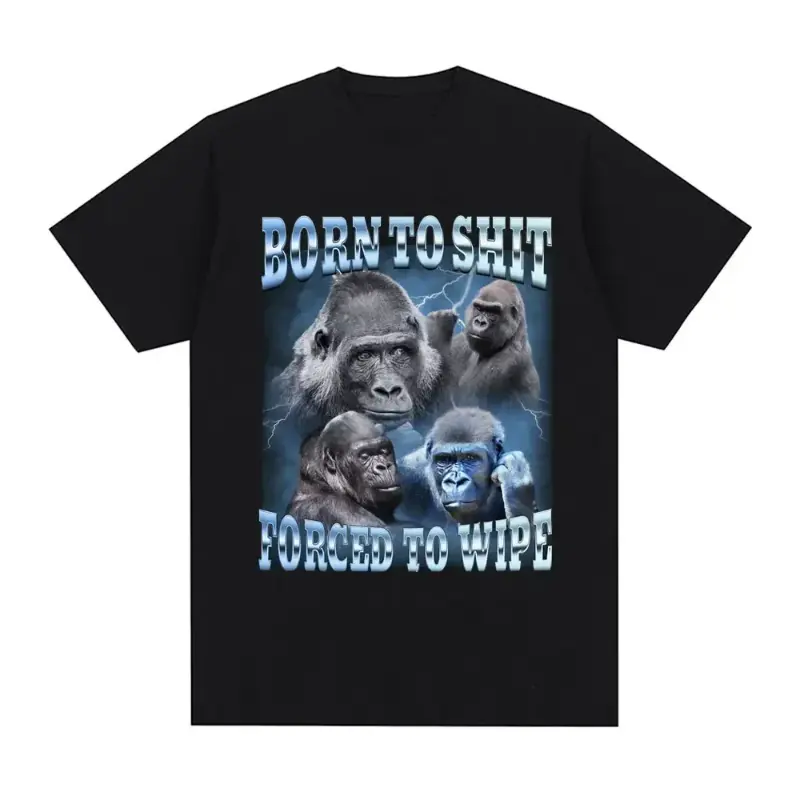 Forced To Wipe Funny Gorilla Graphic T Shirt Fashion Short Sleeve T-shirt Women Casual T-shirts