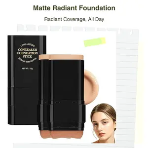 Waterproof Long-Acting Matte Radiant Foundation Stick - 01#Ivory, Smudge-Proof, Moisturizing, Quick Drying, Full Coverage Concealer for Daily Use Makeup Lightweight Cosmetic Moisturizer Hydrate Moisture Hydrating