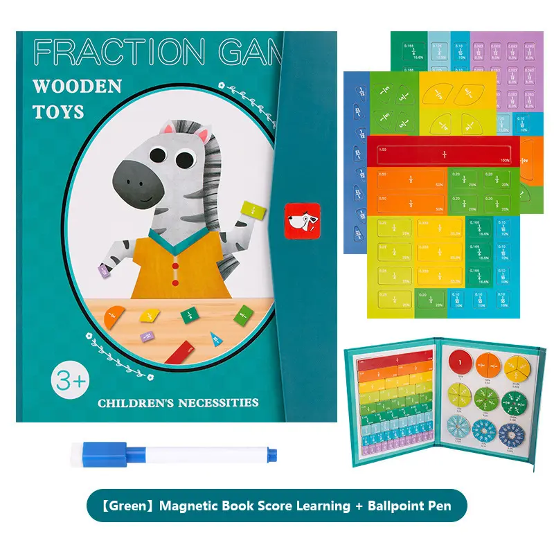 Montessori-Inspired Wooden Magnetic Fractions Puzzle - Screen-Free Maths Toy, Math Learning Set with Visual Learning Tools, Interactive Educational Toy for Toddlers, Screen-Free Maths Toys