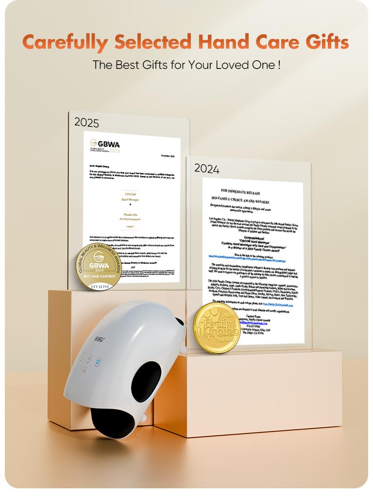 CINCOM Portable Hand Massager (ROSE), Cordless, with Comfort Heat and Gentle Vibration, Adjustable Settings, Auto-Off Feature, Rechargeable, Perfect for Daily Relaxation, Ideal Gift