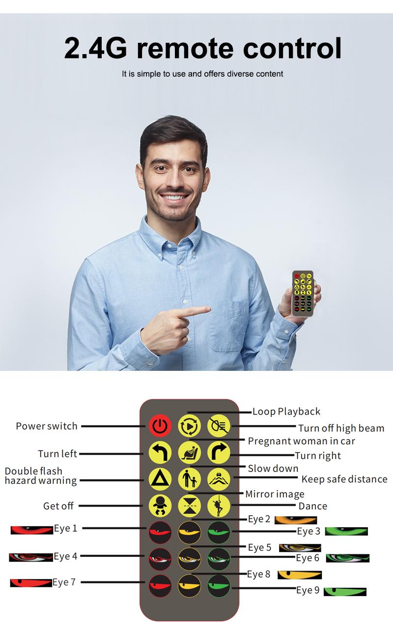 2PCS 5800 Lux High-Brightness Devil Eyes LED Light Strips for Cars/Trucks/SUVs - 23.6"x4.73" Customizable Windshield Decoration with App Control, IP68 Waterproof, USB-Powered