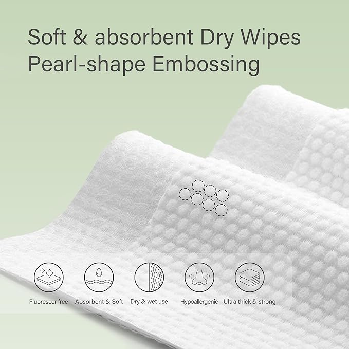 Unifree Face Towels Value Packs of 8 or 16 - 480 to 960 Ct, 100% Plant-Based Fiber Biodegradable, Highly Absorbent, Soft Comfortable for Skincare exfoliating facial superabsorbent hotel disposable towel