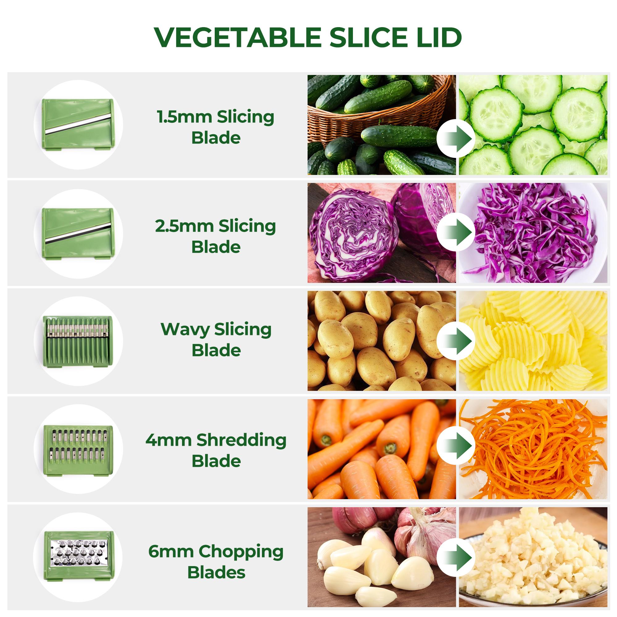 PUKOMC 5 in 1 Large Salad Spinner Dehydrator with Vegetable Chopper Drainer Bowl & Colander Multifunctional Kitchen Utensils - Stainless Steel 304 Blades - Cutting Fruit