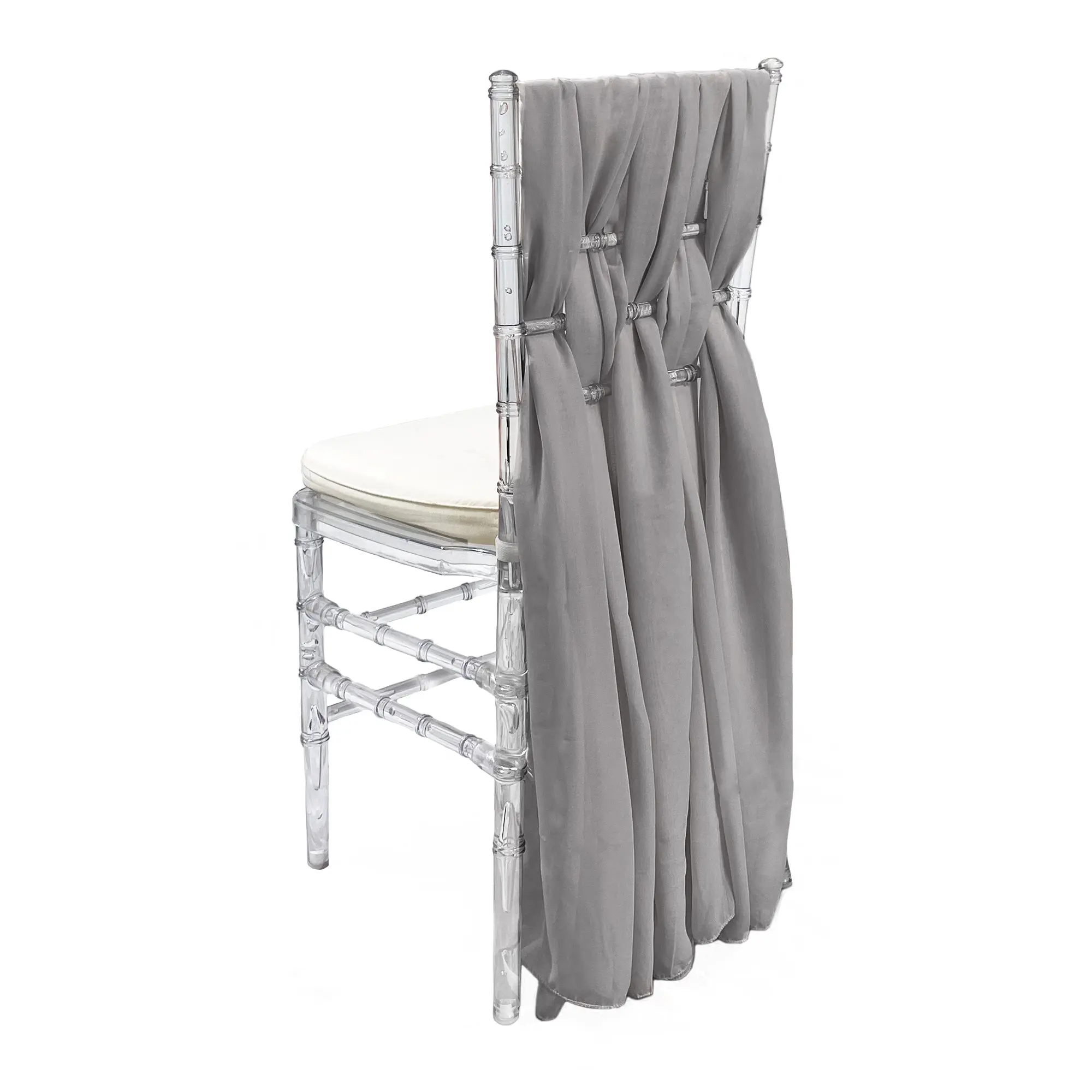 5 Pack 6 Ft Chiffon Chiavari Chair Sashes Silver