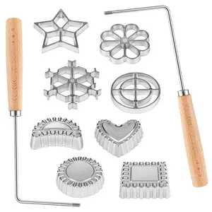 Foorey Home Bunuelos Mold with Handle Aluminum Cookie Maker 10 Pieces Rosette Maker Set for Valentine's Day, Easter, Mother's Day, Home Use.