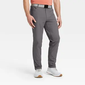 All In Motion Men's Golf Pants Straight Casual Fit UPF 50+ Polyester Full Length Mid Rise with Patch & Zippered Pockets