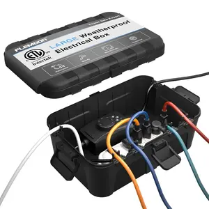 Restmo Large Outdoor Electrical Box (12.5 x 8.5 x 5 inch), IP54 Waterproof Extension Cord Cover Weatherproof, Protect Outlet, Plug, Socket, Timer, Power Strip, Holiday Light Decoration, Black