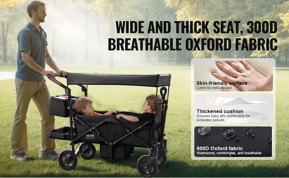 VEVOR Wagon Stroller for 2 Kids, TikTokShopBlackFriday, Push Pull Quad Collapsible Stroller with Adjustable Handle, Encircling Harness Removable Canopy, 4 Wheels with Brakes, Mutifunction Tandem Stroller for Camping VEVOR Wagon Stroller for 2 Kids, TikTokShopBlackFriday, Push Pull Quad Collapsible Stroller with Adjustable Handle, Encircling Harness Removable Canopy, 4 Wheels with Brakes, Mutifunction Tandem Stroller for Camping