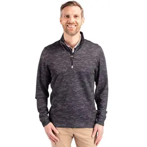 Cutter & Buck Traverse Camo Print Stretch Quarter Zip Mens Big and Tall Pullover Jacket