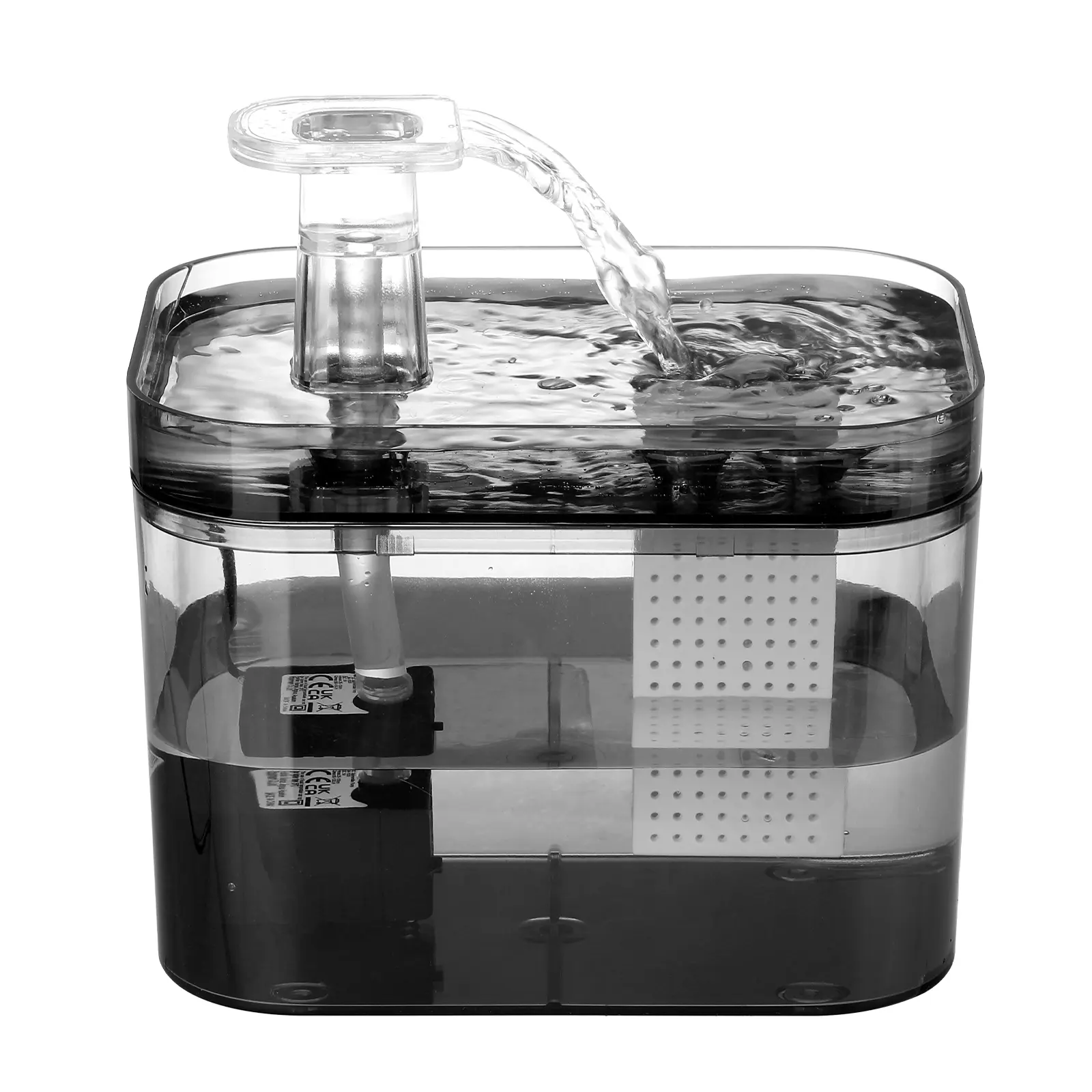 Automatic Recirculating Pet Water Fountain - Ultra-Quiet USB-Interface Water Dispenser with Hair-Debris Filter, Recirculation Flow, Transparent Plastic for Cats