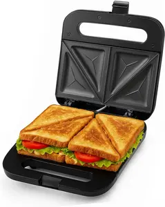 OVENTE Electric Sandwich Maker with Non-Stick Plates, Indicator Lights, Cool Touch Handle, Easy to Clean and Store, Perfect for Cooking Breakfast, Grilled Cheese, Tuna Melts and Snacks, Black GPS401B