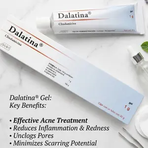 Dalatina CLINDAMICIN Cream Facial Skin Repair Gel 1GR 1% 1 PIEZA Clears Breakouts Fast Targets Acne Bacteria Reduces Redness Overnight