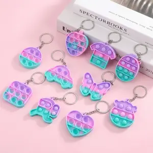 10 Packs Rainbow Pop Bubble Keychain, Mini Pop Squeeze Toys, Stress Relief Fidget Sensory Toys for Kids Valentine's Party Favors Classroom Game Prizes Birthday Halloween Holiday Gifts, Ideal Gift Toy for Boys and Girls