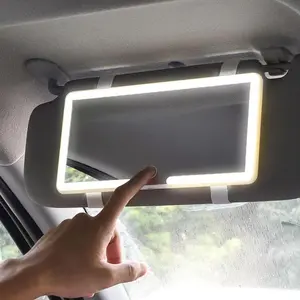 Car Sun Visor Makeup Mirror with LED Touch Screen Adjustable Brightness Auto Interior HD Mirror Rechargeable Vanity Mirror for Flawless Application