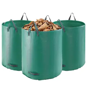 VEVOR 3-Pack 72 Gallon Reusable Yard Waste Bag,  , Large Lawn Garden Bags, Heavy Duty Collapsible Garden Leaf Trash Container, Stand-Up Grass Clipping Bin, with Reinforcement Ring and Handles, 26.4x30 in