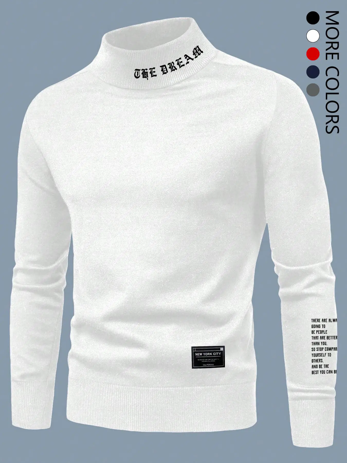 Men's Casual Slim Fit Basic Tops Knitted Lightweight Turtleneck Modern Letter Printed Pullover Sweater Knitwear, Mens Long-Sleeved Urban Style Sweashirt, Soft And Warm For Everyday Wear In Fall Outfits And Winter Outfits