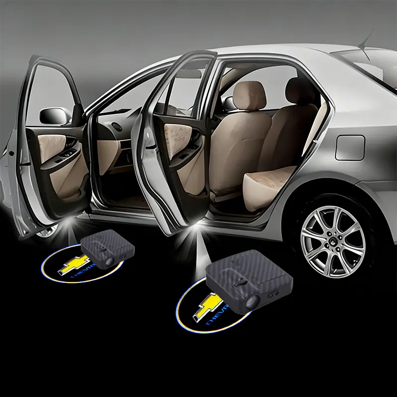 2-piece set, suitable for Chevrolet models, LED car door welcome projection lights, car decorative lights, car spotlights, car searchlights, car accessories