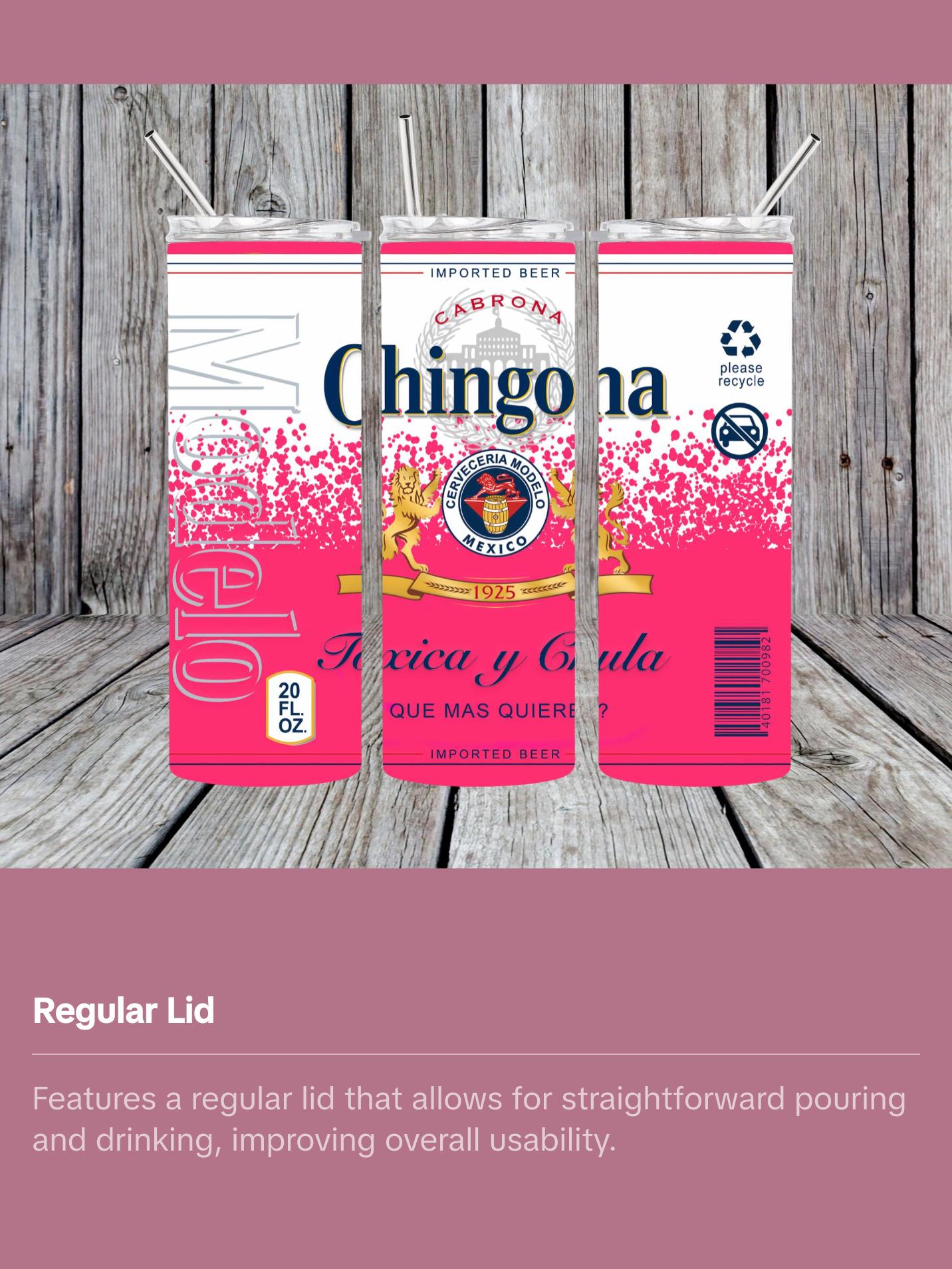 Modelo Chingona 20 oz Tumbler with Regular Lid - Perfect for Your Beverage - Bottle, Drinkware stainless steel water bottle cup