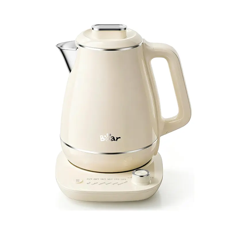 Bear Electric Kettle - 1.5L 304 Stainless Steel Household Kitchen Appliance, 1500W Fast Boiling Tea Kettle with Double Wall Cool Touch, Automatic Auto Shut-Off, Safety Boil-Dry Protection, Cream, Household Appliances, Us Plug