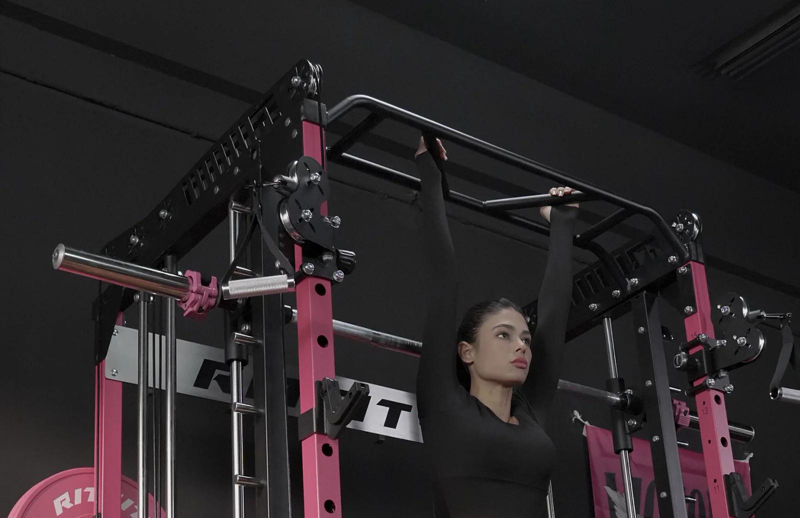 RITFIT Pink M1 Pro/2.0 Multi-Functional Smith Machine - Home Gym Equipment with Cable Crossover System, Squat Rack - Adjustable Home Exercise Equipment, Homegym, Multifunctional Workout Station, Gym Stuff