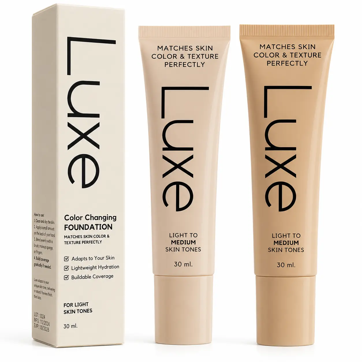 Color Changing Liquid Foundation - 30g Single Daily Beauty Makeup, Lightweight Tone-Adapting, Buildable Light-to-Medium Coverage, Dewy Hydrating Smooth Glow for Everyday Wear