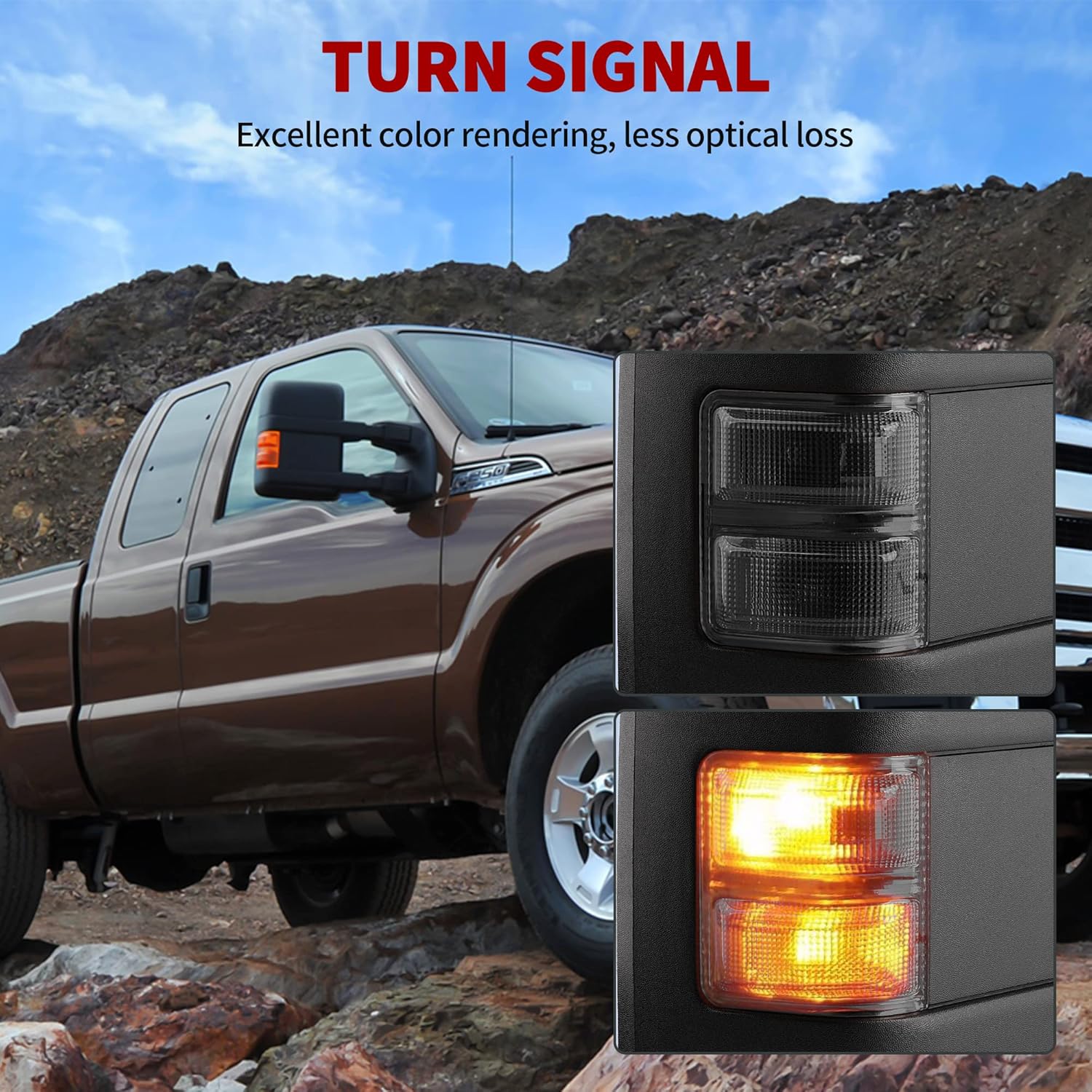 YITAMOTOR Towing Mirrors Compatible with 1999-2007 Ford F250 F350 F450 F550 Super Duty, 2001-2005 Excursion Extendable Power Heated with Smoke Signal Light Side Mirrors Pair