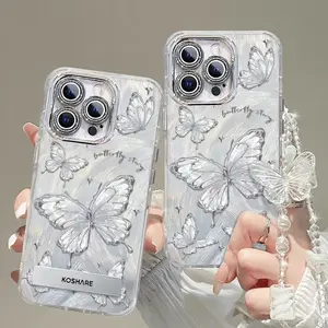 Brand new, high-end, full-screen butterfly🦋 women phone case, suitable for iPhone 17/16/15/14/13/12/11 Pro Max Plus. Features a pearl wrist strap, anti-drop and anti-theft design, simple and stylish design, and available in multiple colors 995