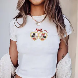[Sale up to 45%], [Free Ship]  Retro Minnie Valentine Baby tee, couple Micky sweethearts nite Tee
