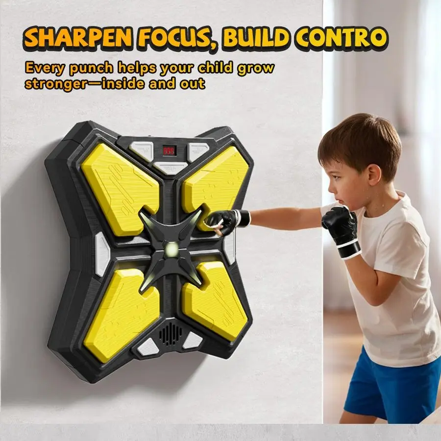 Unisex Wall-Mount Smart Bluetooth Music Boxing Machine with Gloves - Boxing Equipment, Speed Trainer, Adjustable Velcro Straps Pad, Crisp Sound, Quick Setup Gets You Training Sooner, Consistent Use, Home Gym Use, All Skill Levels