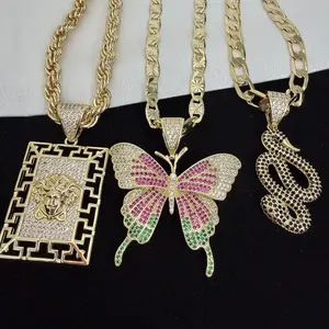 Butterfly Medusa Snake Necklace 14k Gold Plated No Fade Gift for Him Her