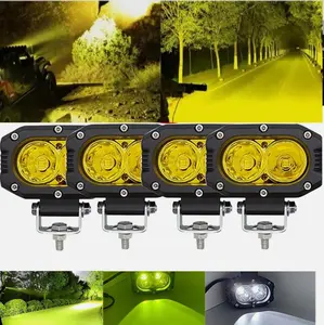 Yellow 4 Inch LED Pods, 4PCS Combo Beam LED Fog Auxiliary Driving Light Pods Small Offroad Backup Ditch Cubes Light Motorcycle Mini Pods for Truck Dirt Bike SUV UTV ATV Snowmobile