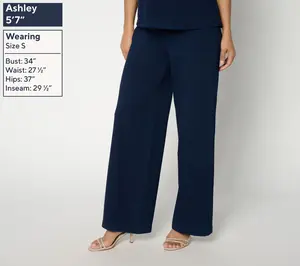 RM Studio x Rebecca Minkoff Petite Pull-On Knit Twill Wide Leg Pants