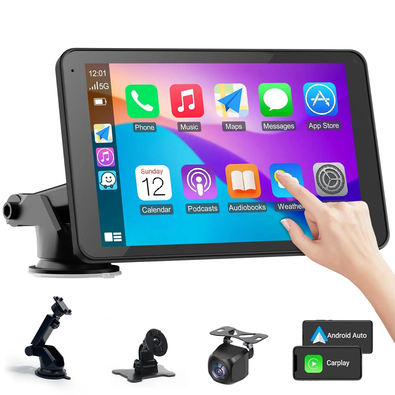 【PASLDA】2026 Upgraded Wireless CarPlay Screen for Andriod & Iphone : The Ultimate Portable Car Play Adapter for Seamless In-Car Entertainment Car Media Player Car Monitor