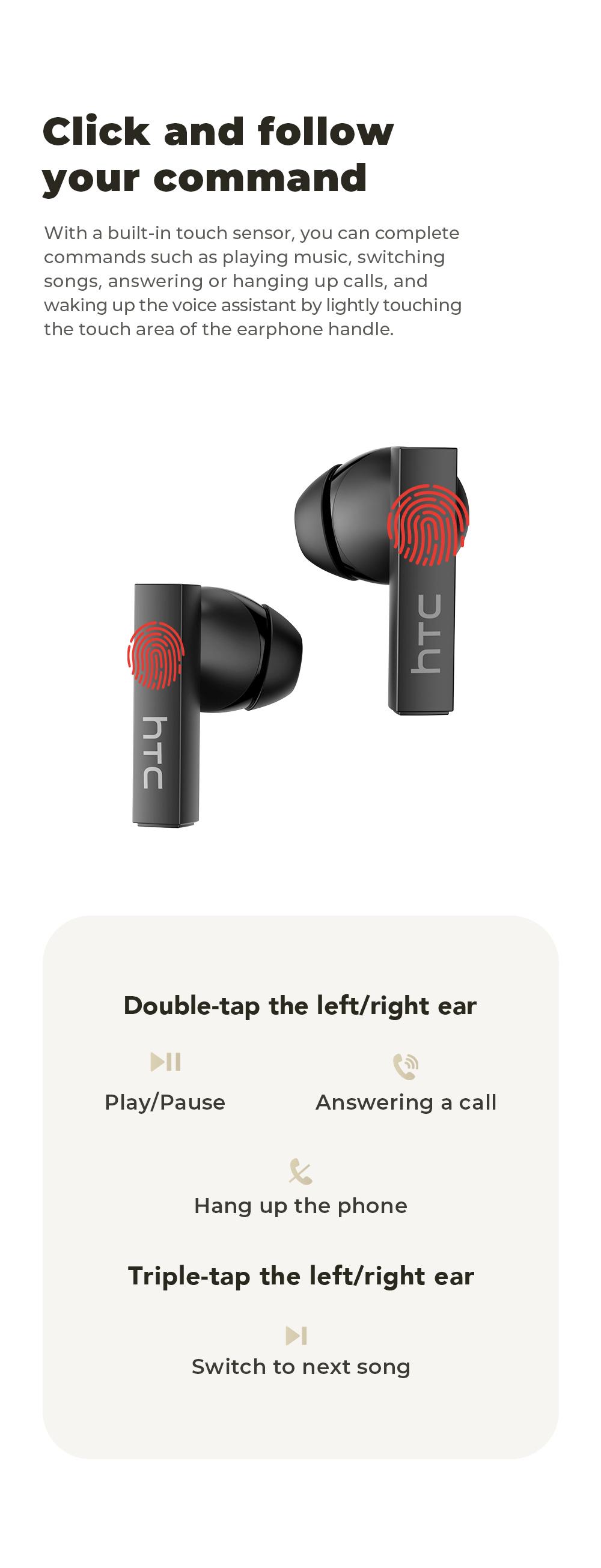 HTC NE40 Wireless Earphones Bluetooth 6.0, LED Display High Fidelity, for Gaming, Office, Sports, Music & Phone Calls TWS Earbuds , IPX5 Waterproof Earphones, Built-in Microphone In Ear Earphones detail 12