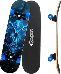 Nattork 31 Inch Complete Skateboard, Standard Skateboards for Beginners, Wood 9 Layer Canadian Maple Trick Skate Boards for Boys Girls Youth Teens Adults Maple Skateboard Concave Skateboard Northeast313