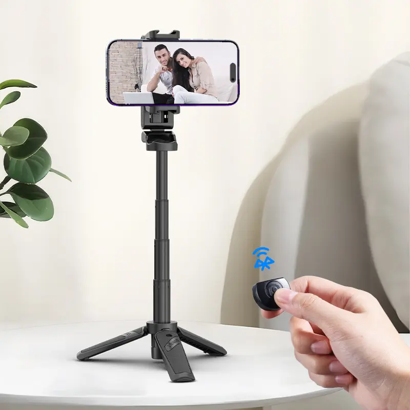 ULANZI JJ02 3-in-1 Mini Smartphone Selfie Stick Tripod - Extendable Mobile Cellphone Grip, Detachable Remote, 2 Cold Shoes, 10m Wireless Shutter, Pocket-Size Vlogging Kit for Photography, Vlog Livestreaming Accessories, Monopod Selfie Accessories, Metal