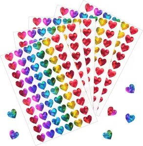 1800pcs 0.5inch Holographic Heart Stickers,Glitter Tiny Hearts Sticker for Kids,Use for Valentines Day Love Decorations, Award Charts, Scrapbooking Crafts,Student Planner (Rainbow)