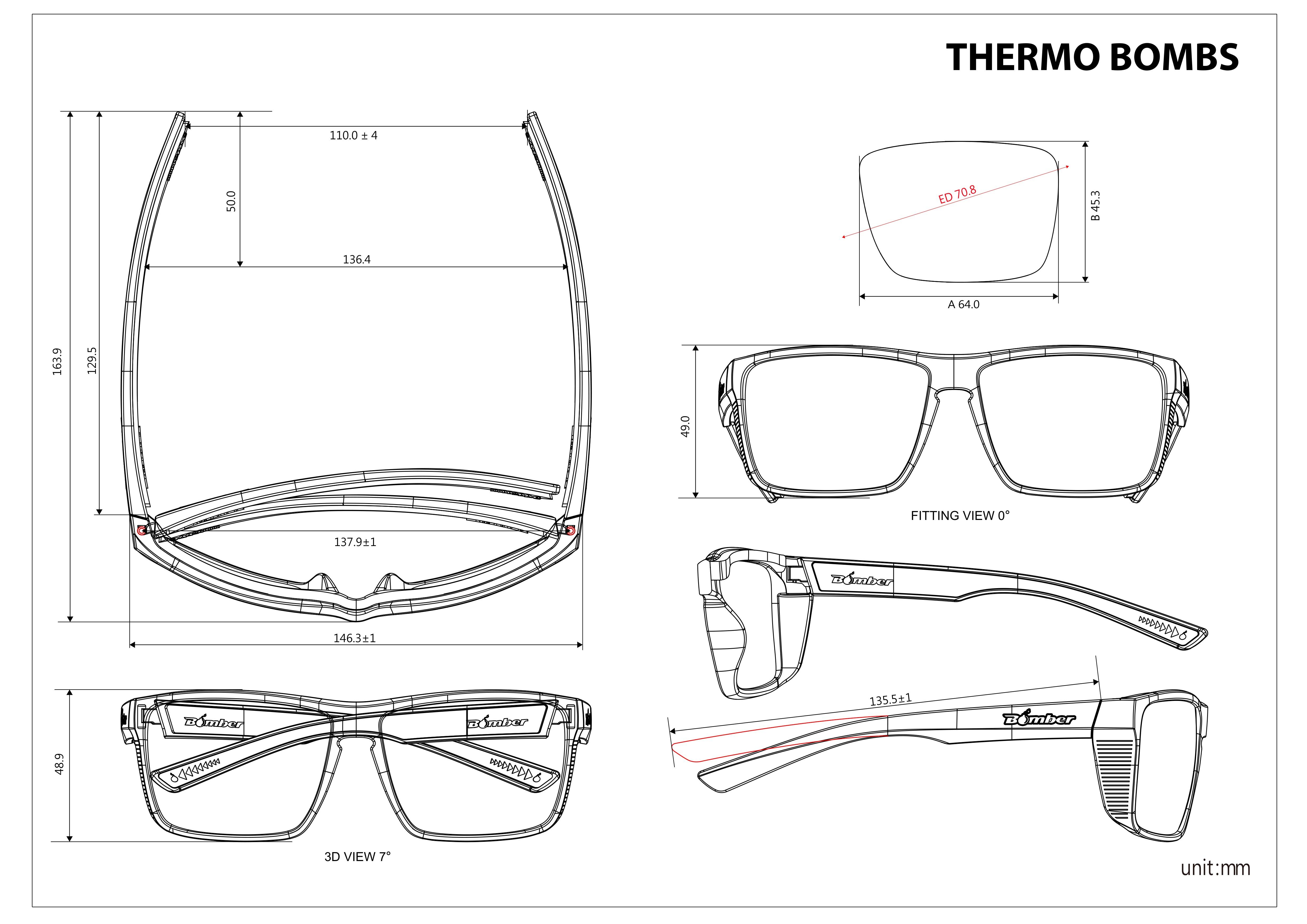 THERMO BOMB ANSI Z87+ Safety Rated Lightweight Modern Frame 5 Base Lens Integrated Side Shields Keyhole Bridge Styling 2 Tone Smoke Crystal Frame OR Matte Black Frame
