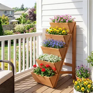 5/8 Tier Vertical Raised Garden Bed, Fir Wood Ladder Planter Stand for Vegetables Herbs Flowers, Freestanding