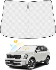 Canvcle Windshield Sun Shade for 2020-2025 Kia Telluride Accessories Thicken 240T Front Window Sunshade Cover Sun Visor Protector Foldable Block UV Rays Keep Vehicle Cool Upgraded 5-Layer Insulation