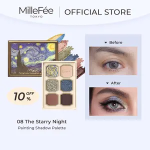 MilleFée Painting Eyeshadow Palette 6g van gogh Monet Official Store Shimmery Eyeshadow Palette Blendable Pigment Palette Easy Everyday Eye Looks Viral Makeup Palette Viral Shimmer Multi-Dimensional Shine Pearl Glitter Natural Sparkly Beginner Friendly