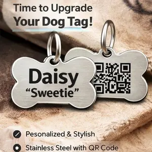 Brabec QR Double-Sided Aluminum Dog & Cat Name Tag with Laser Engraving Personalized Pet ID Tag for Luna Max Charlie Bella Rocky Daisy Ginger Buddy Coco