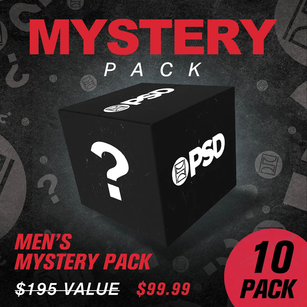 PSD Mens Mystery Boxer Brief 10-Pack Bundle - Standard Length 7 Inch Inseam, Soft, Stretchy, and Breathable Poly Blend Fabric