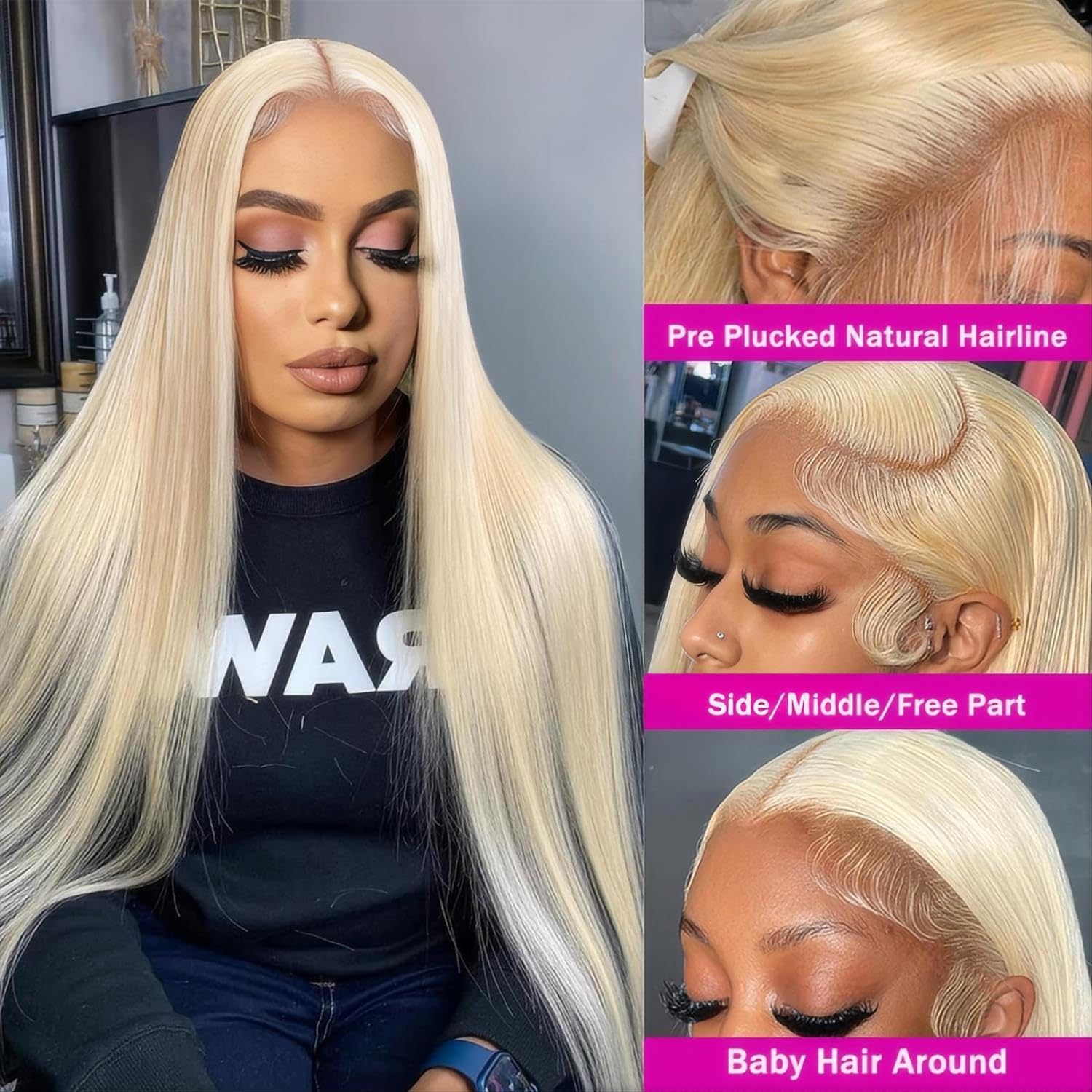 【30“ Only $169】Mamushow 200% Density 13x6 Blonde Lace Frontal Wigs Human Hair 613 Straight Hd Transparent Lace Frontal Wig Pre Plucked With Baby Hair 30 Inch