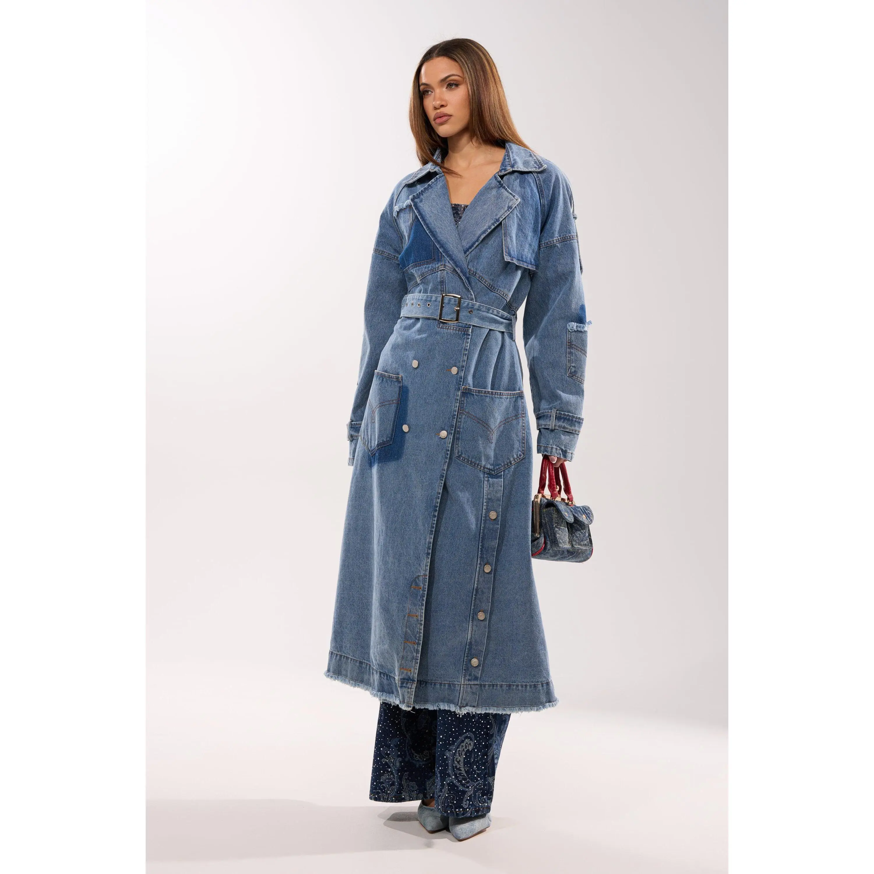 RILEY PATCHWORK DENIM TRENCH