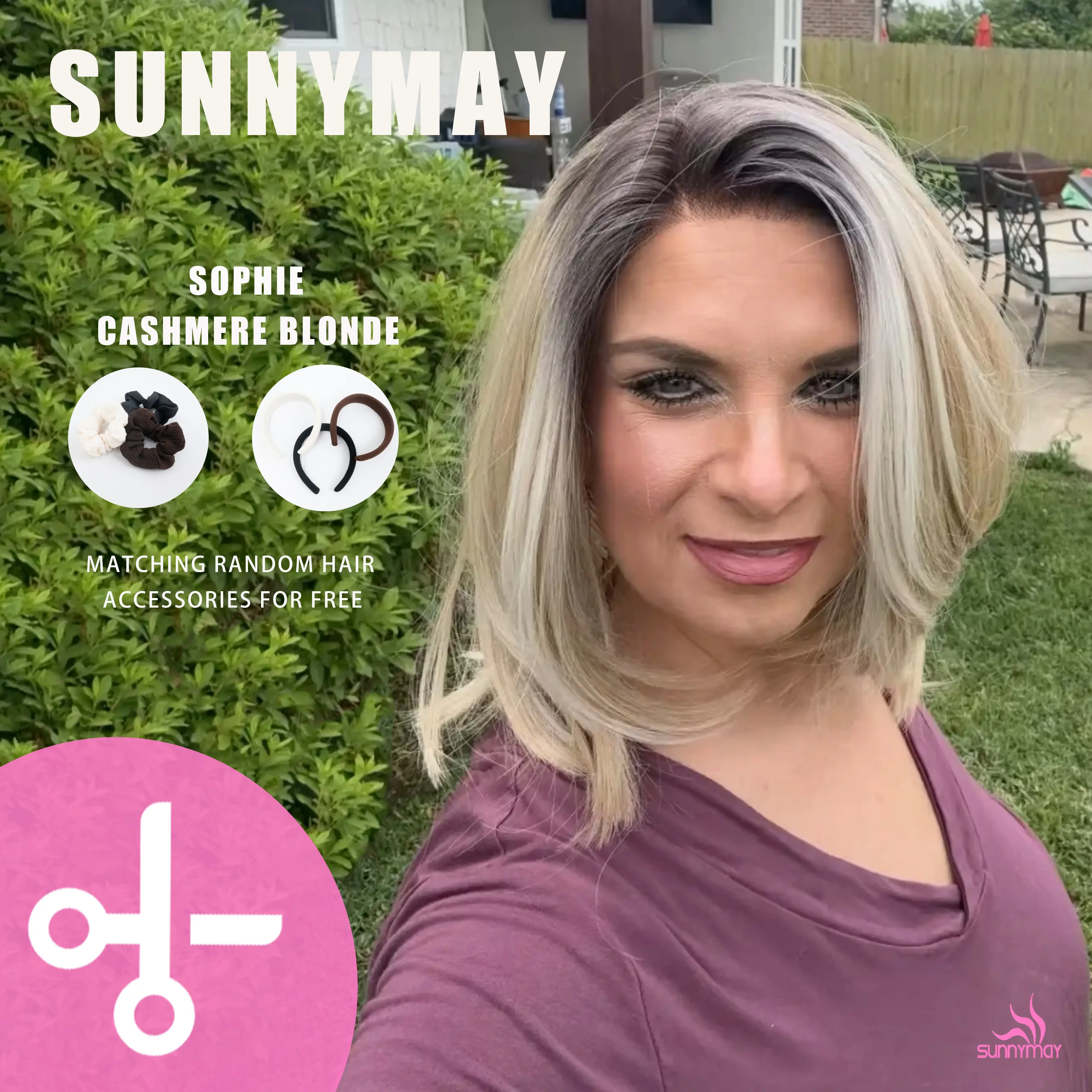 Sunnymay "Sophie Cashmere Blonde" Synthetic Lace Front Wig for Women, 13×4 HD Glueless Straight Sleek Bob, 120% Low Density Layered Cut Short Hair Highlight Wig, Straight Lace Wig