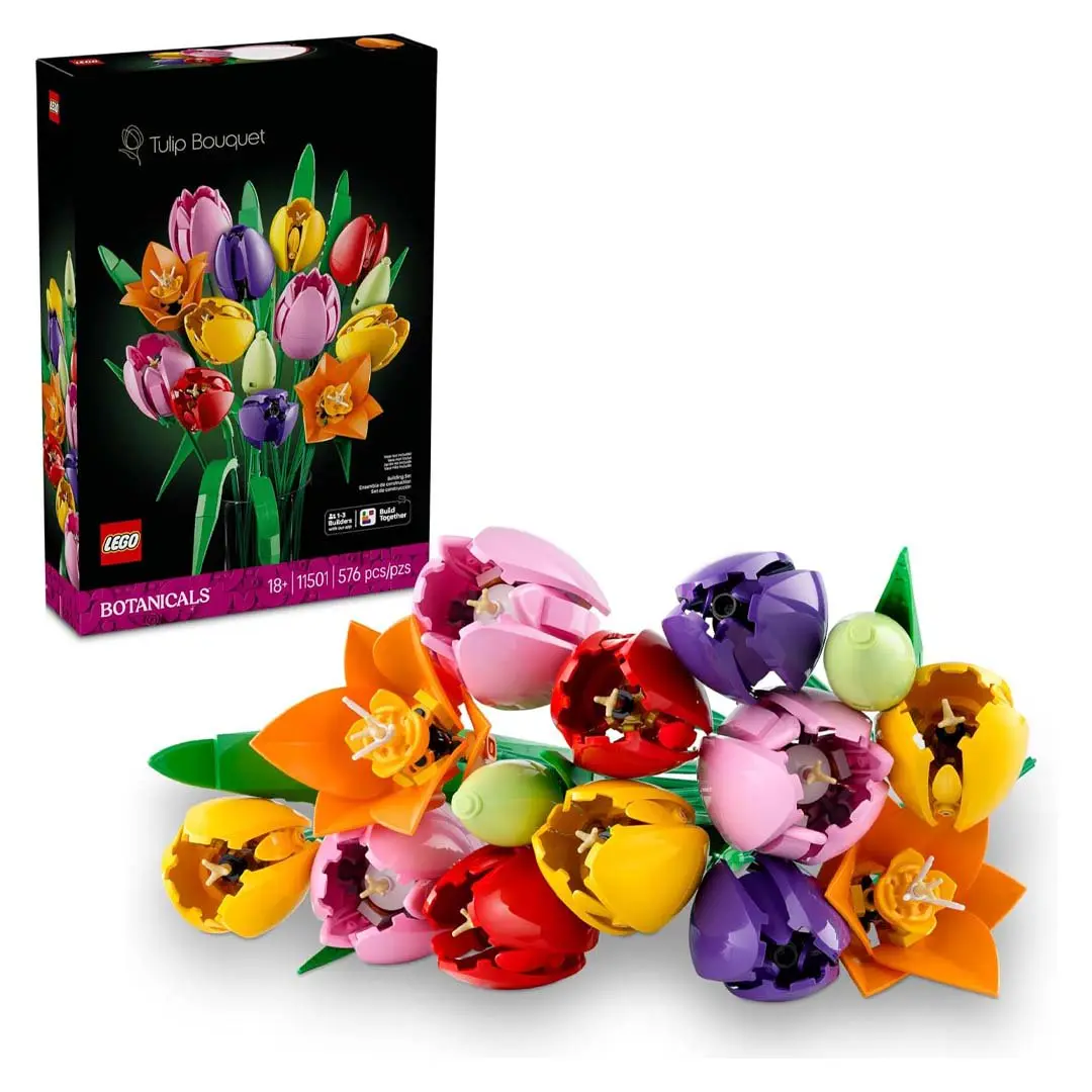 LEGO Botanicals Tulip Bouquet (11501) Artificial Decorative Flowers Set, Decoration Bouquet with Adjustable Stems, Floral Elegant Home Decor, Thoughtful Mindful Craft Gift for Friends, Thoughtful Gift