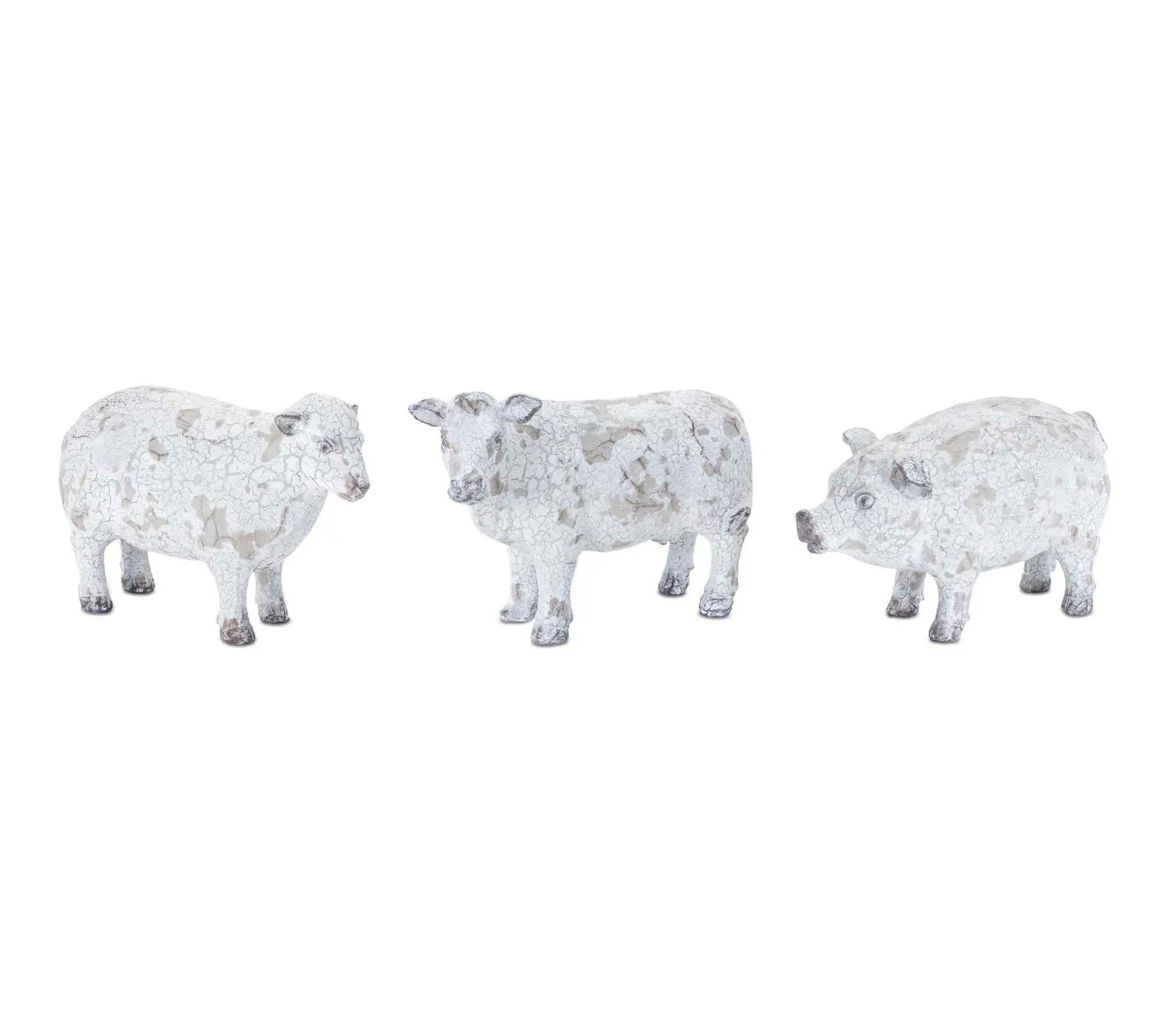 Melrose International Distressed Farm Animal Figurine Set